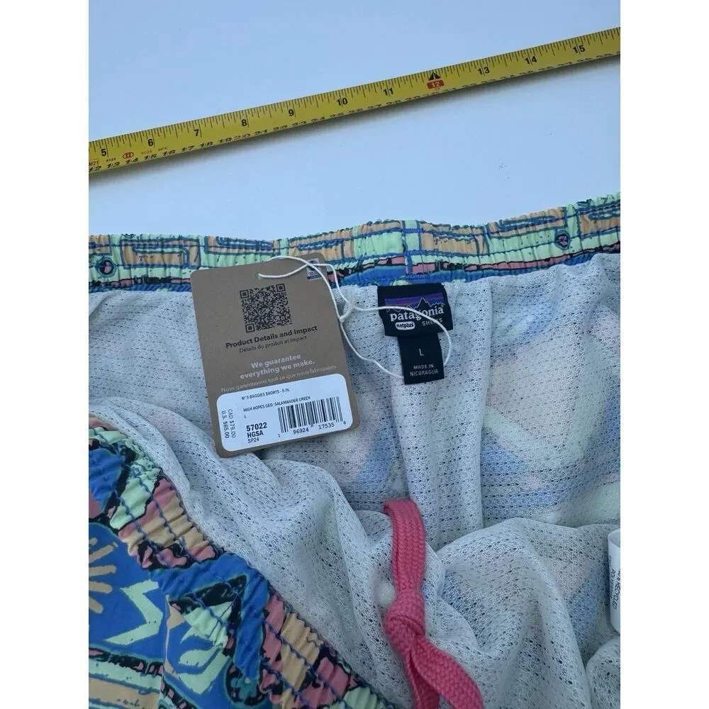 Patagonia Men’s 5” Baggies Shorts High Hopes Geo Salamander Green NWT Large - Picture 5 of 6